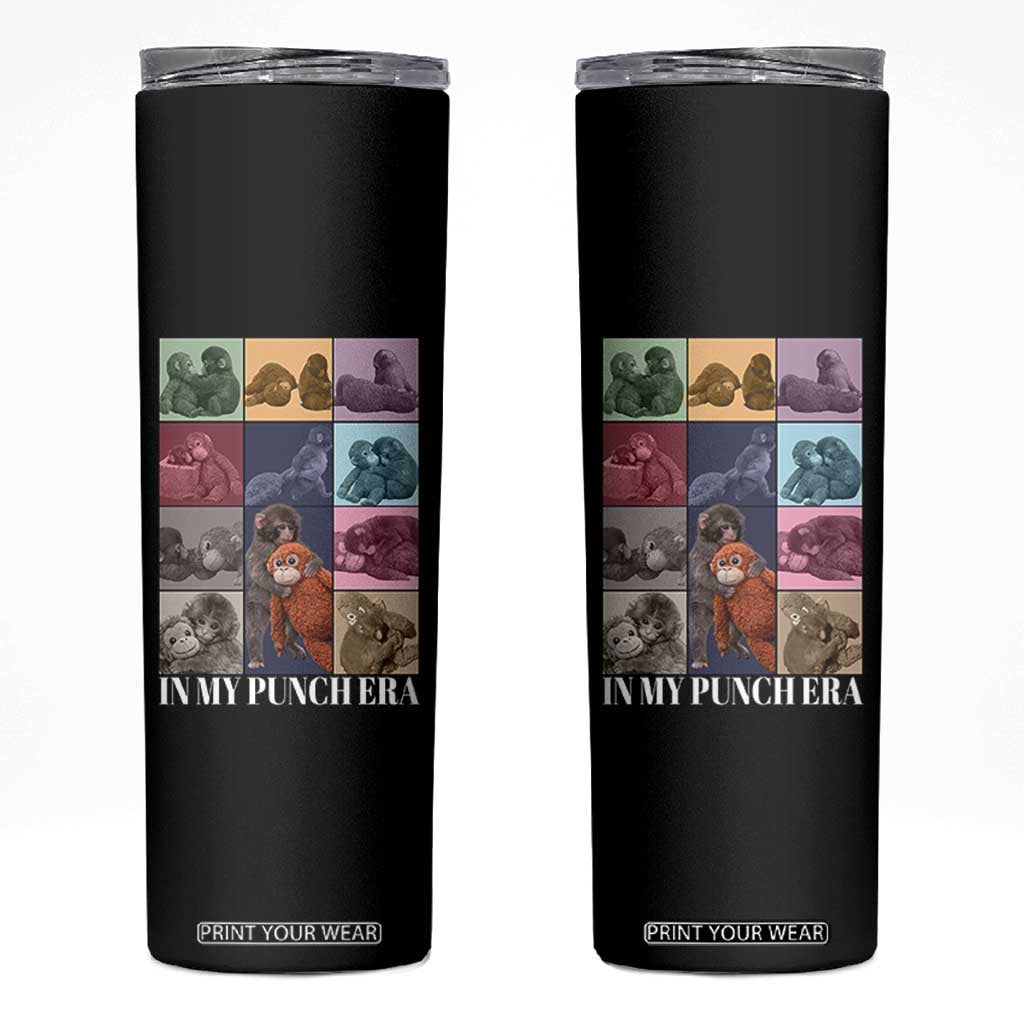 Punch The Monkey Skinny Tumbler In My Punch Era Baby Monkey Hugging Plush TS11 Black Print Your Wear