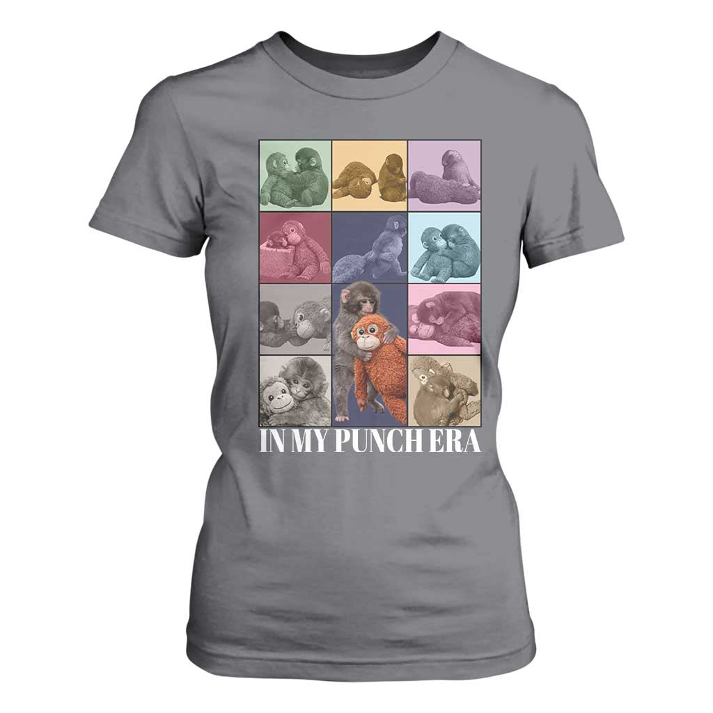 Punch The Monkey T Shirt For Women In My Punch Era Baby Monkey Hugging Plush TS11 Charcoal Print Your Wear