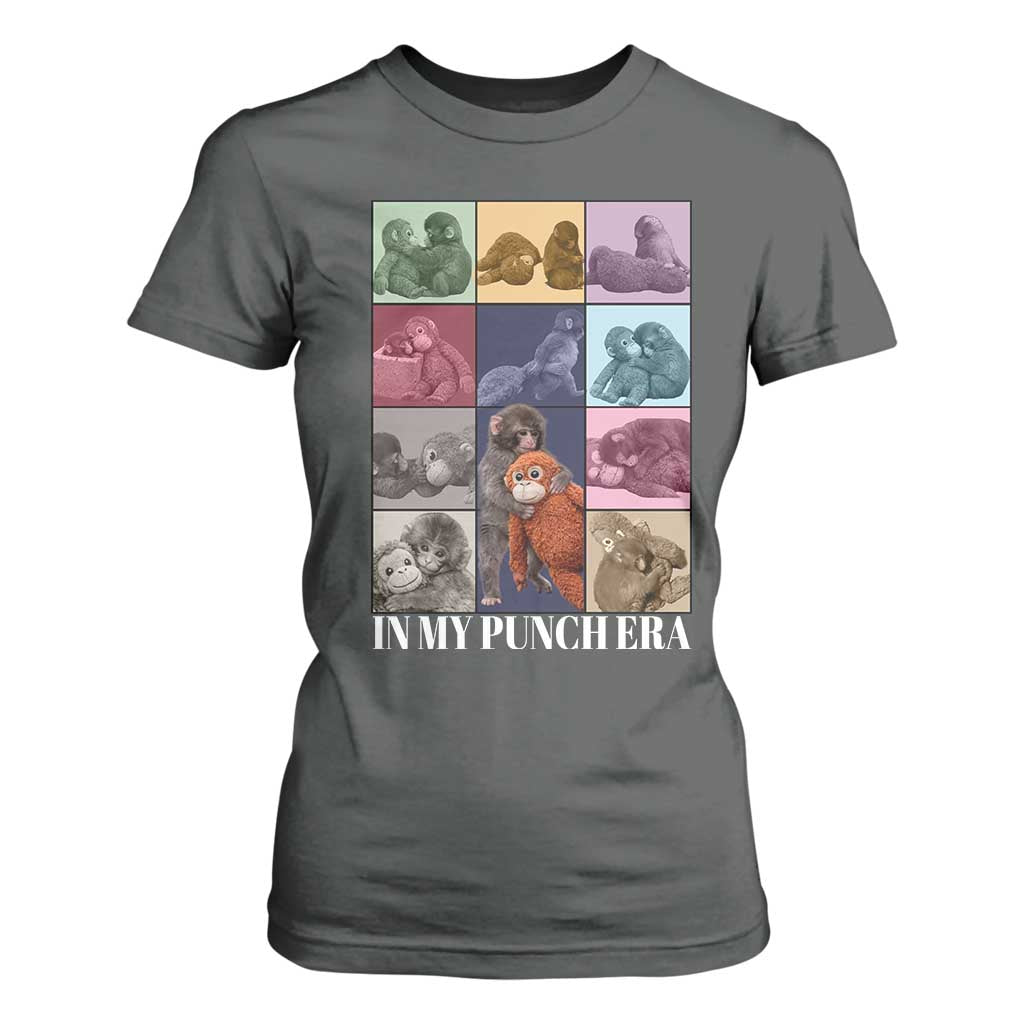 Punch The Monkey T Shirt For Women In My Punch Era Baby Monkey Hugging Plush TS11 Dark Heather Print Your Wear