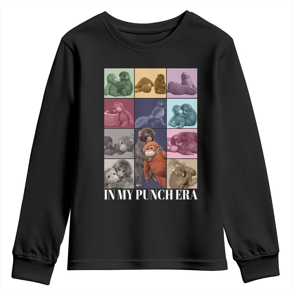 Punch The Monkey Youth Sweatshirt In My Punch Era Baby Monkey Hugging Plush TS11 Black Print Your Wear