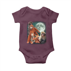 Baby Monkey Punch Baby Onesie Three Punch Moon Orange Toy TS11 Maroon Print Your Wear