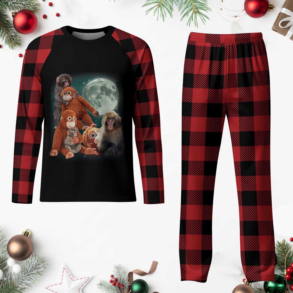 Baby Monkey Punch Plaid Pajama Set Three Punch Moon Orange Toy TS11 Buffalo Plaid Print Your Wear