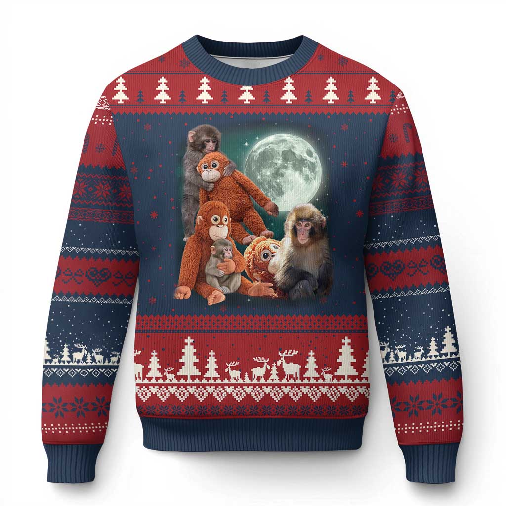 Baby Monkey Punch Ugly Christmas Sweater Three Punch Moon Orange Toy TS11 Navy Red Print Your Wear