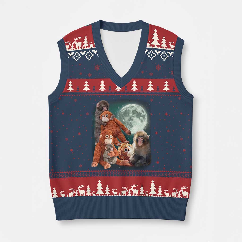 Baby Monkey Punch V-Neck Knit Sweater Vest Three Punch Moon Orange Toy TS11 Navy Red Print Your Wear