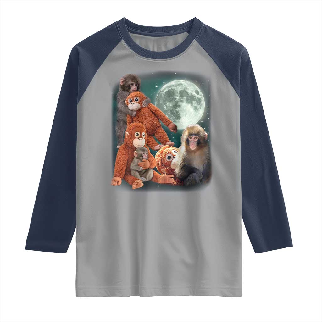 Baby Monkey Punch Raglan Shirt Three Punch Moon Orange Toy TS11 Sport Gray Navy Print Your Wear