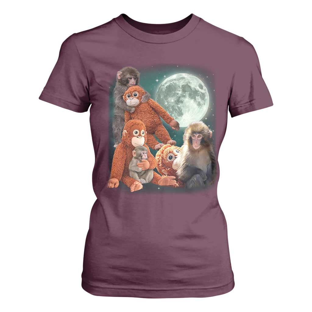 Baby Monkey Punch T Shirt For Women Three Punch Moon Orange Toy TS11 Maroon Print Your Wear