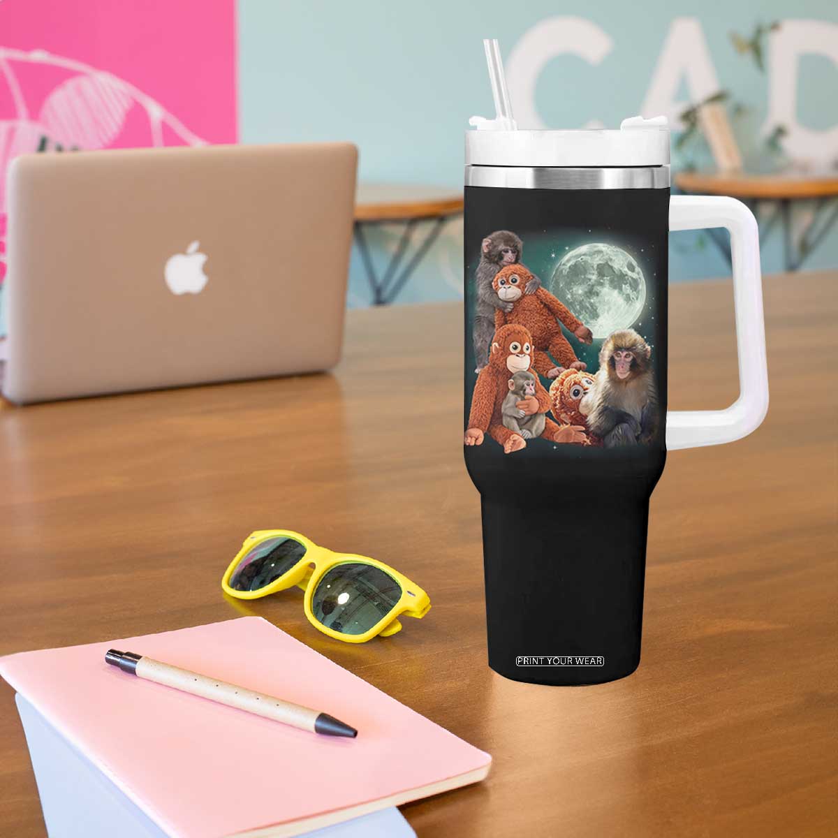 Baby Monkey Punch Tumbler With Handle Three Punch Moon Orange Toy TS11 Print Your Wear