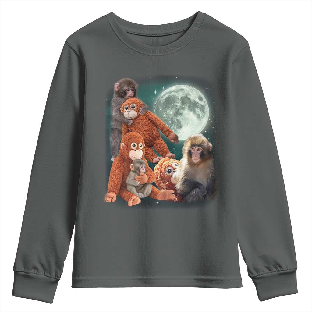 Baby Monkey Punch Youth Sweatshirt Three Punch Moon Orange Toy TS11 Dark Heather Print Your Wear