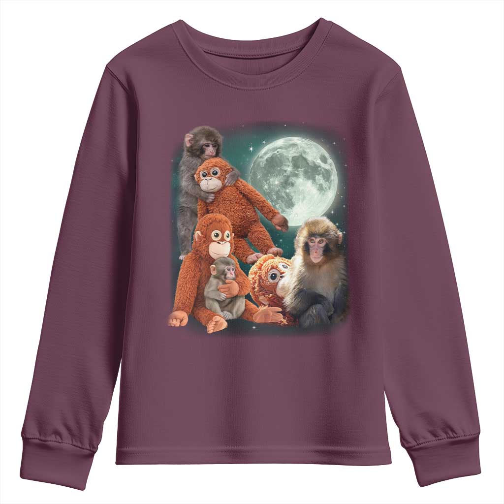 Baby Monkey Punch Youth Sweatshirt Three Punch Moon Orange Toy TS11 Maroon Print Your Wear