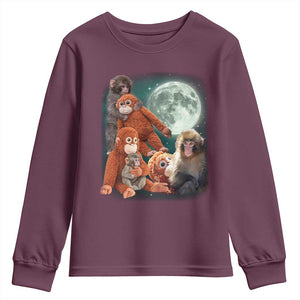 Baby Monkey Punch Youth Sweatshirt Three Punch Moon Orange Toy TS11 Maroon Print Your Wear
