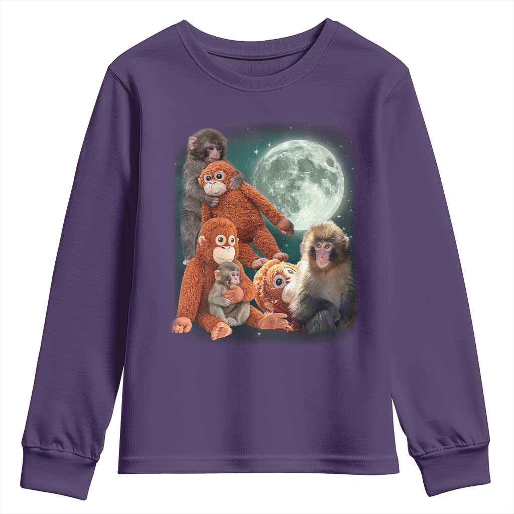 Baby Monkey Punch Youth Sweatshirt Three Punch Moon Orange Toy TS11 Purple Print Your Wear