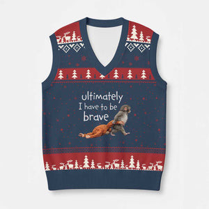 Ultimate I Have To Be Brave Baby Monkey Punch V-Neck Knit Sweater Vest TS11 Navy Red Print Your Wear