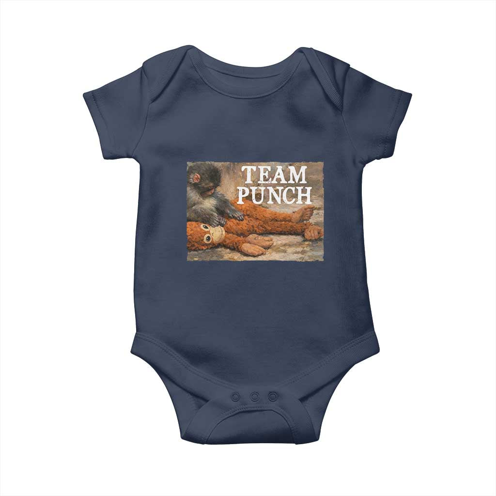 Team Punch Baby Monkey Plush Hugging Meme Baby Onesie TS11 Navy Print Your Wear