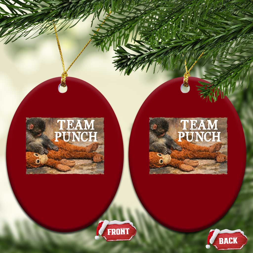 Team Punch Baby Monkey Plush Hugging Meme Ceramic Ornament TS11 Print Your Wear