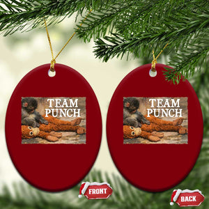 Team Punch Baby Monkey Plush Hugging Meme Ceramic Ornament TS11 Print Your Wear