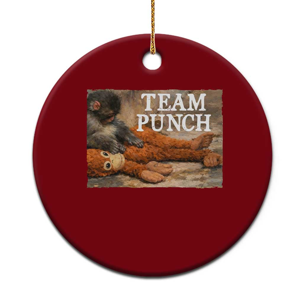 Team Punch Baby Monkey Plush Hugging Meme Ceramic Ornament TS11 1pc Red Print Your Wear