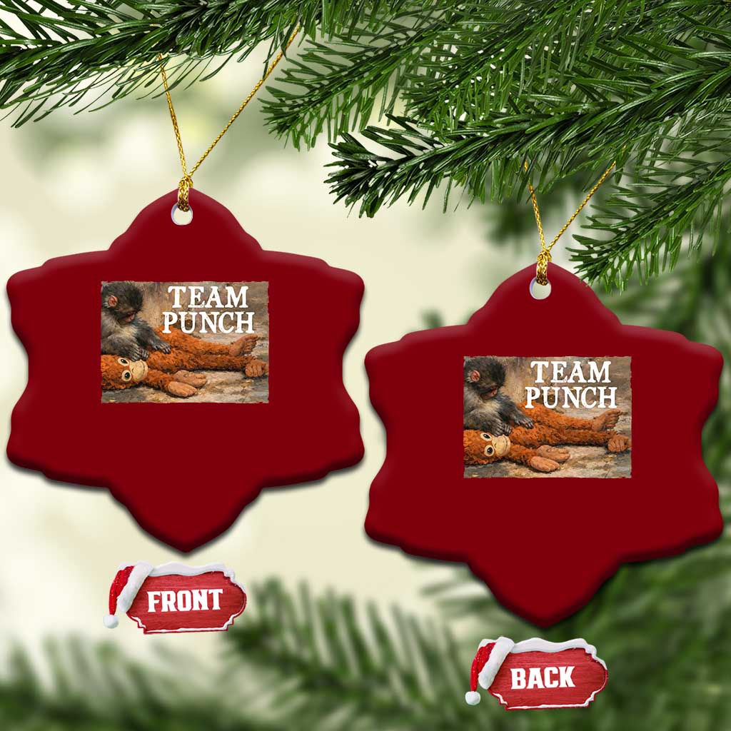 Team Punch Baby Monkey Plush Hugging Meme Ceramic Ornament TS11 Print Your Wear