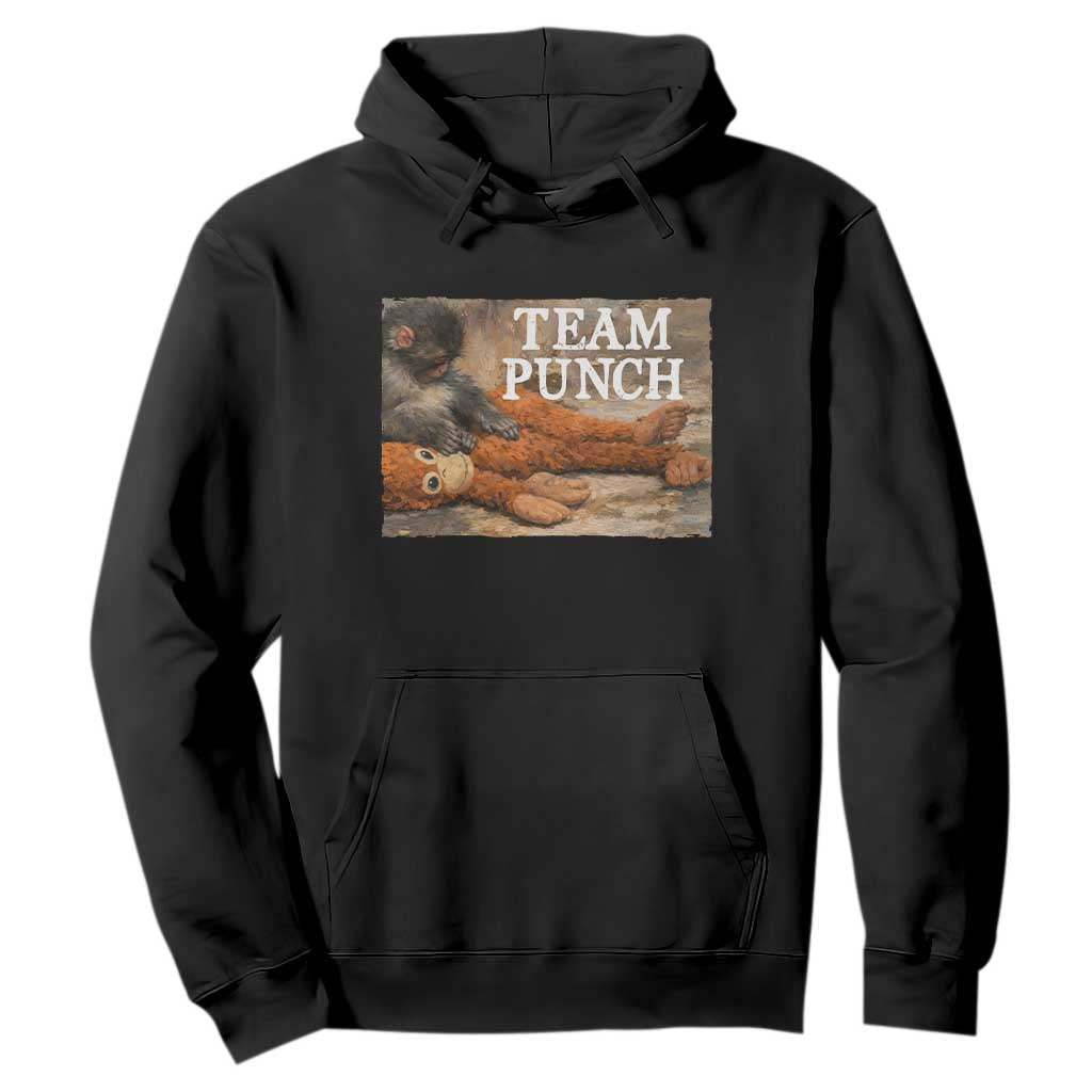 Team Punch Baby Monkey Plush Hugging Meme Hoodie TS11 Black Print Your Wear