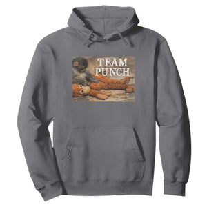 Team Punch Baby Monkey Plush Hugging Meme Hoodie TS11 Charcoal Print Your Wear