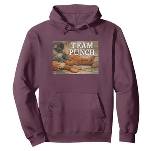 Team Punch Baby Monkey Plush Hugging Meme Hoodie TS11 Maroon Print Your Wear