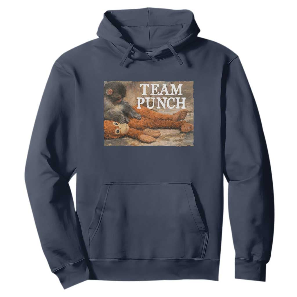 Team Punch Baby Monkey Plush Hugging Meme Hoodie TS11 Navy Print Your Wear