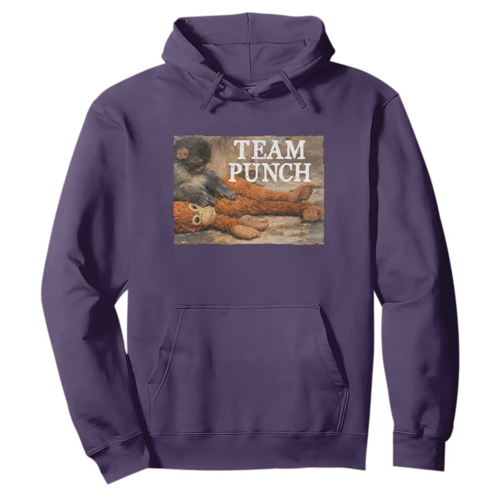 Team Punch Baby Monkey Plush Hugging Meme Hoodie TS11 Purple Print Your Wear