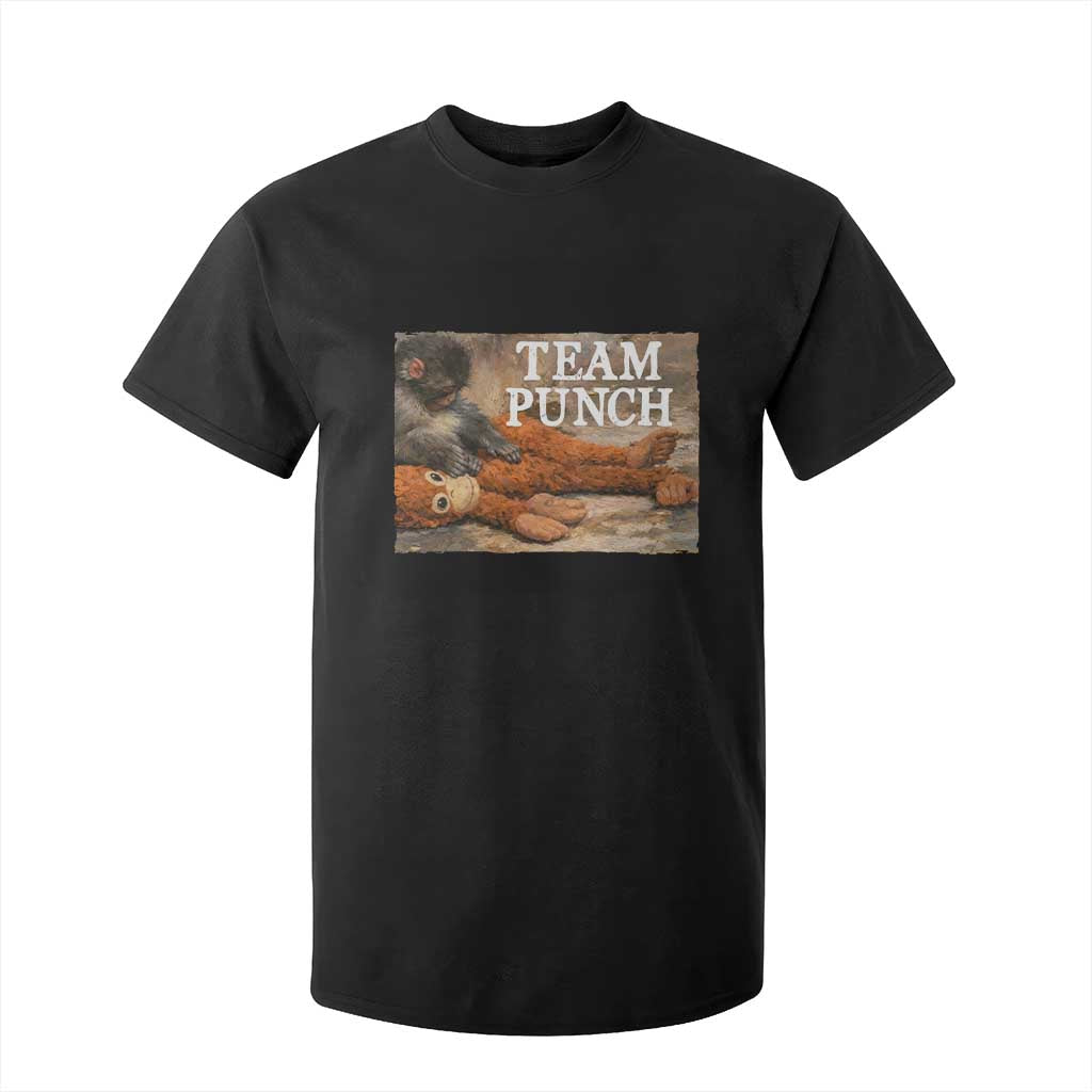 Team Punch Baby Monkey Plush Hugging Meme T Shirt For Kid TS11 Black Print Your Wear