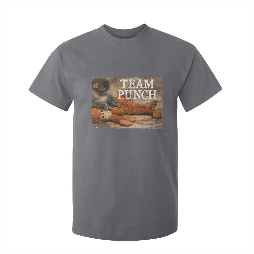 Team Punch Baby Monkey Plush Hugging Meme T Shirt For Kid TS11 Charcoal Print Your Wear