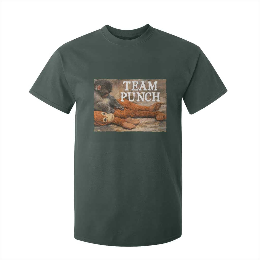 Team Punch Baby Monkey Plush Hugging Meme T Shirt For Kid TS11 Dark Forest Green Print Your Wear
