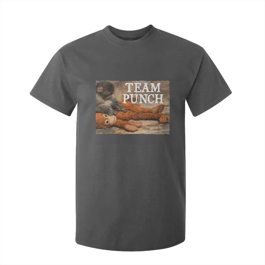 Team Punch Baby Monkey Plush Hugging Meme T Shirt For Kid TS11 Dark Heather Print Your Wear