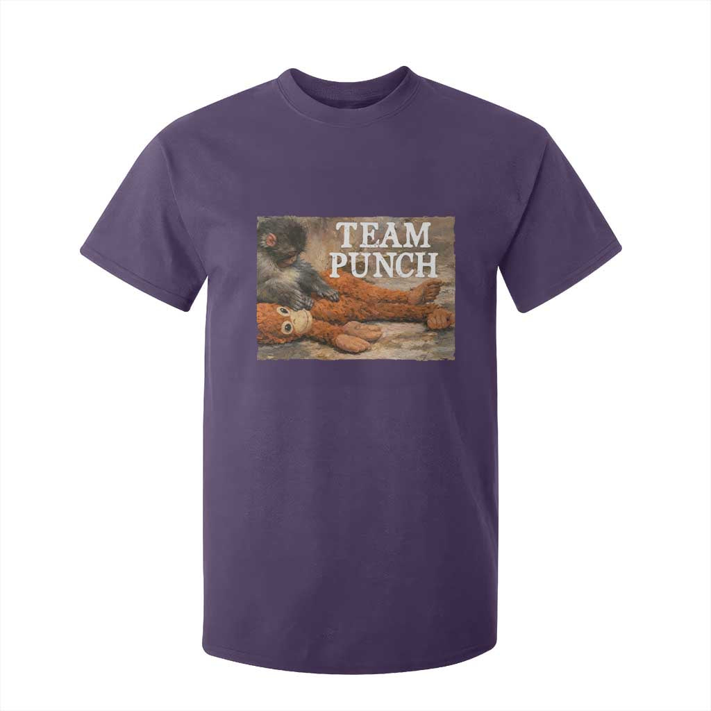 Team Punch Baby Monkey Plush Hugging Meme T Shirt For Kid TS11 Purple Print Your Wear