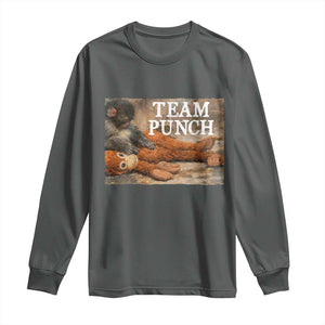 Team Punch Baby Monkey Plush Hugging Meme Long Sleeve Shirt TS11 Dark Heather Print Your Wear