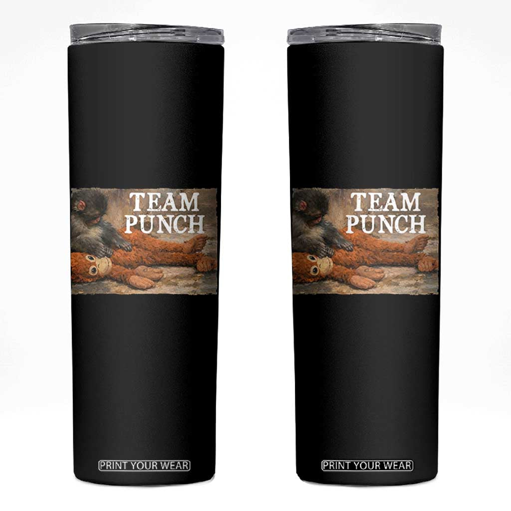 Team Punch Baby Monkey Plush Hugging Meme Skinny Tumbler TS11 Black Print Your Wear
