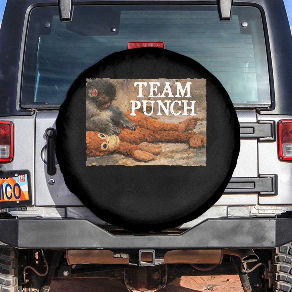 Team Punch Baby Monkey Plush Hugging Meme Spare Tire Cover TS11 No hole Black Print Your Wear