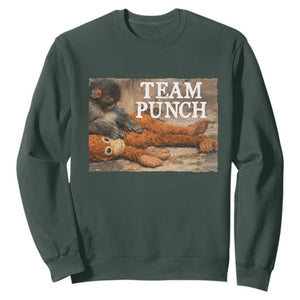 Team Punch Baby Monkey Plush Hugging Meme Sweatshirt TS11 Dark Forest Green Print Your Wear