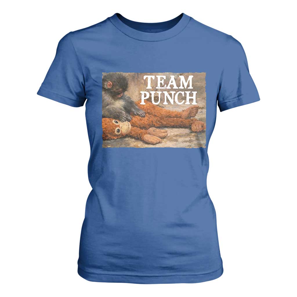 Team Punch Baby Monkey Plush Hugging Meme T Shirt For Women TS11 Royal Blue Print Your Wear