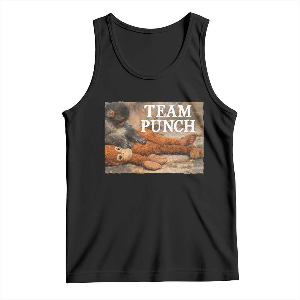 Team Punch Baby Monkey Plush Hugging Meme Tank Top TS11 Black Print Your Wear