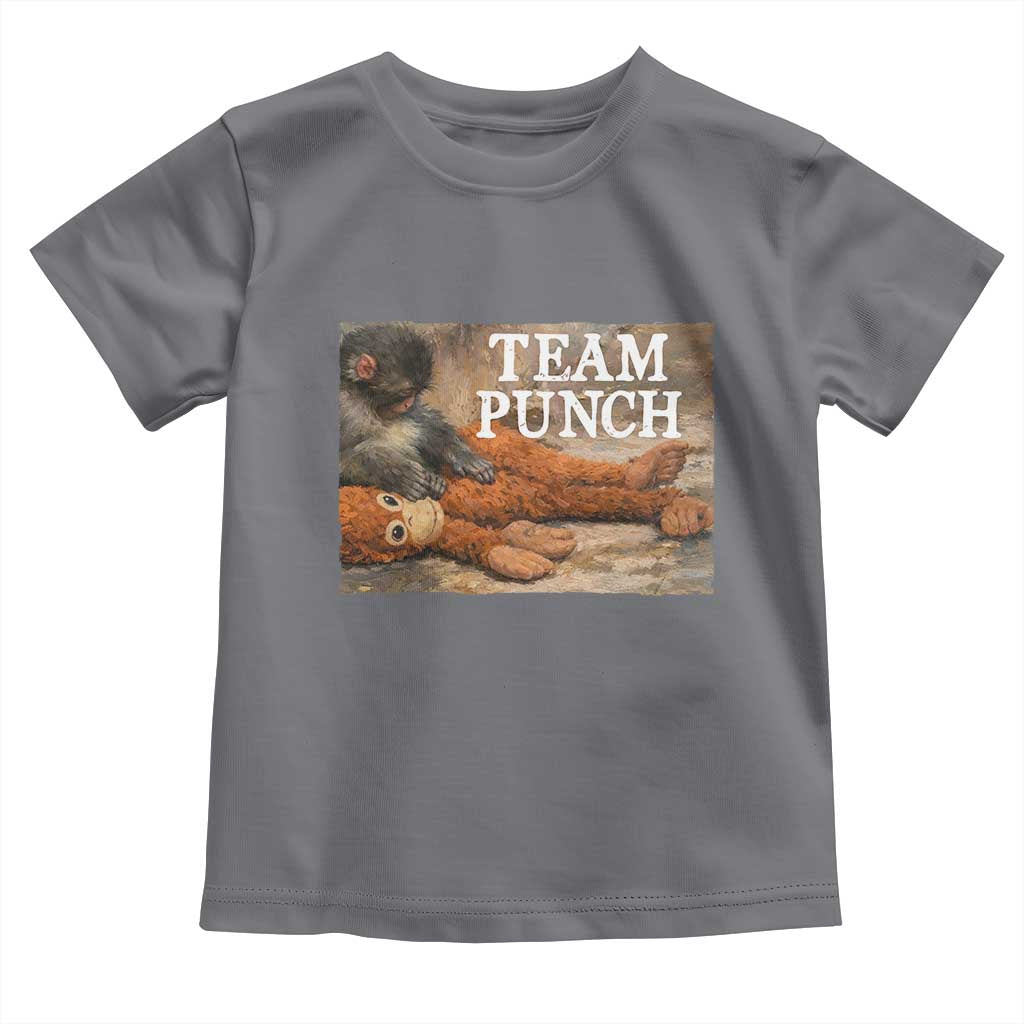 Team Punch Baby Monkey Plush Hugging Meme Toddler T Shirt TS11 Charcoal Print Your Wear