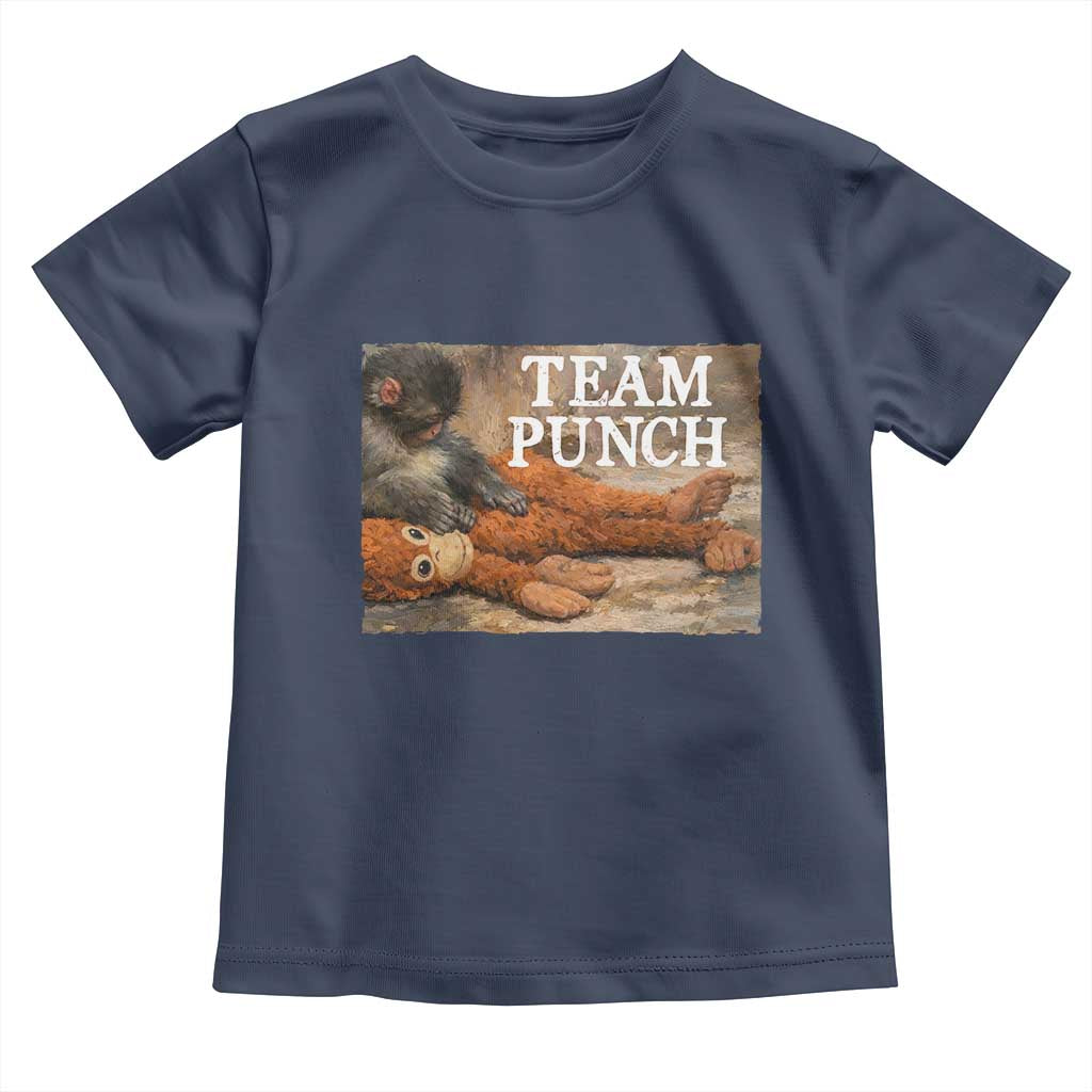 Team Punch Baby Monkey Plush Hugging Meme Toddler T Shirt TS11 Navy Print Your Wear