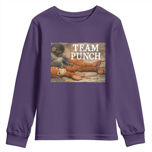 Team Punch Baby Monkey Plush Hugging Meme Youth Sweatshirt TS11 Purple Print Your Wear