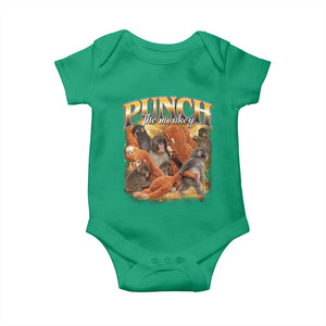 Punch The Monkey Baby Onesie Baby Monkey Punch Plush Hugging 90s Bootleg TS11 Irish Green Print Your Wear