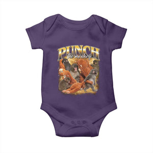 Punch The Monkey Baby Onesie Baby Monkey Punch Plush Hugging 90s Bootleg TS11 Purple Print Your Wear