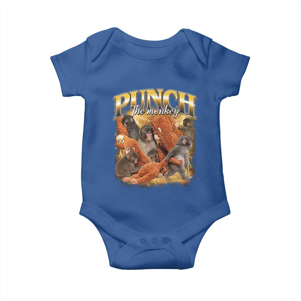 Punch The Monkey Baby Onesie Baby Monkey Punch Plush Hugging 90s Bootleg TS11 Royal Blue Print Your Wear