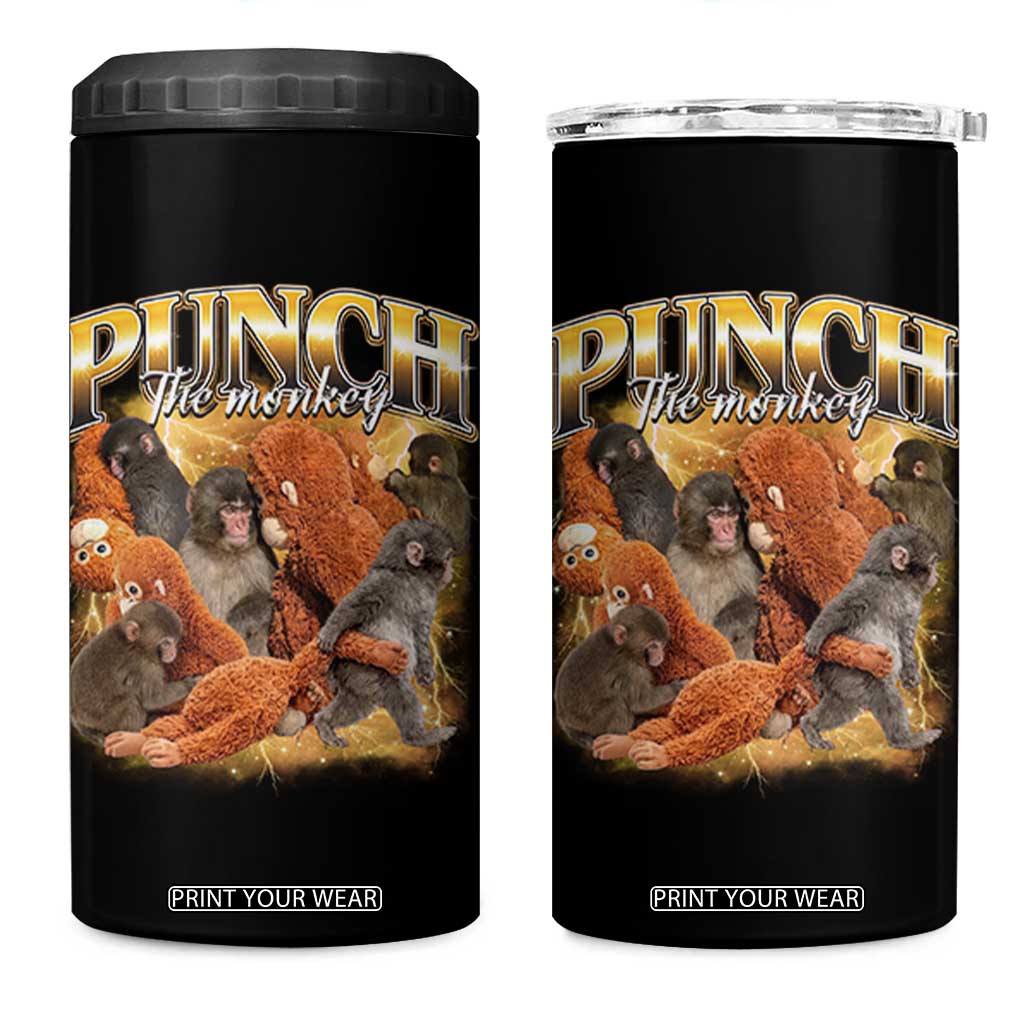 Punch The Monkey 4 in 1 Can Cooler Tumbler Baby Monkey Punch Plush Hugging 90s Bootleg TS11 One Size: 16 oz Black Print Your Wear