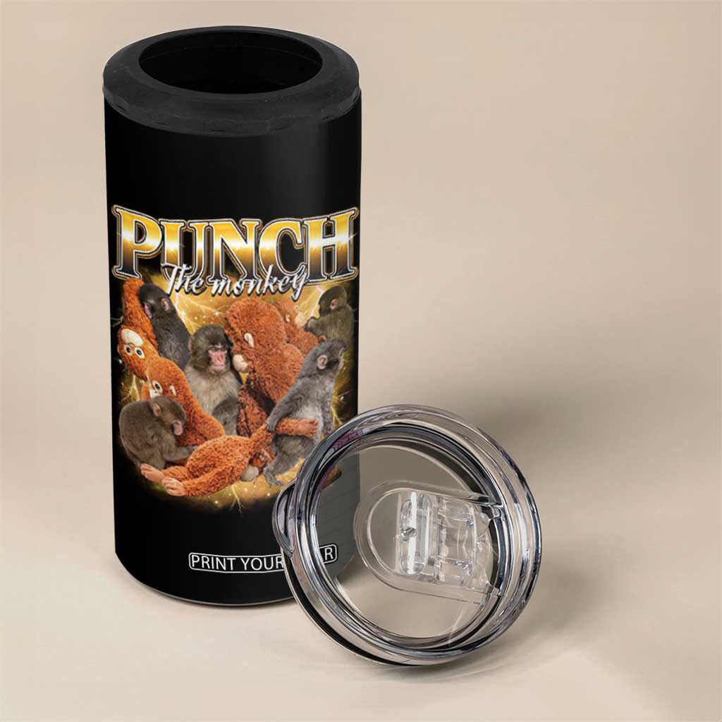 Punch The Monkey 4 in 1 Can Cooler Tumbler Baby Monkey Punch Plush Hugging 90s Bootleg TS11 Print Your Wear