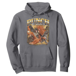 Punch The Monkey Hoodie Baby Monkey Punch Plush Hugging 90s Bootleg TS11 Charcoal Print Your Wear