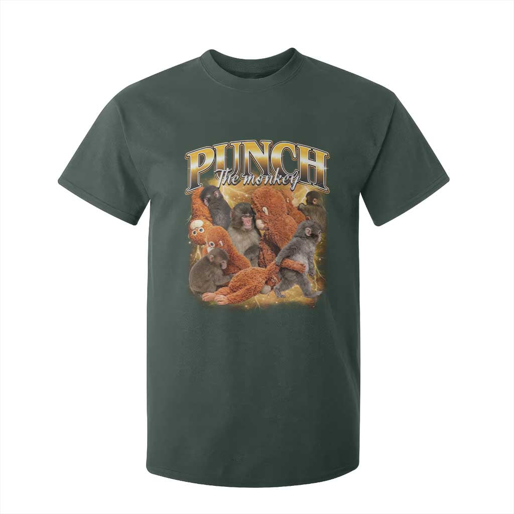 Punch The Monkey T Shirt For Kid Baby Monkey Punch Plush Hugging 90s Bootleg TS11 Dark Forest Green Print Your Wear