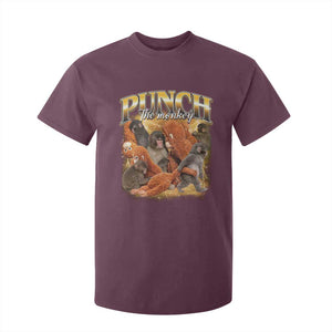 Punch The Monkey T Shirt For Kid Baby Monkey Punch Plush Hugging 90s Bootleg TS11 Maroon Print Your Wear