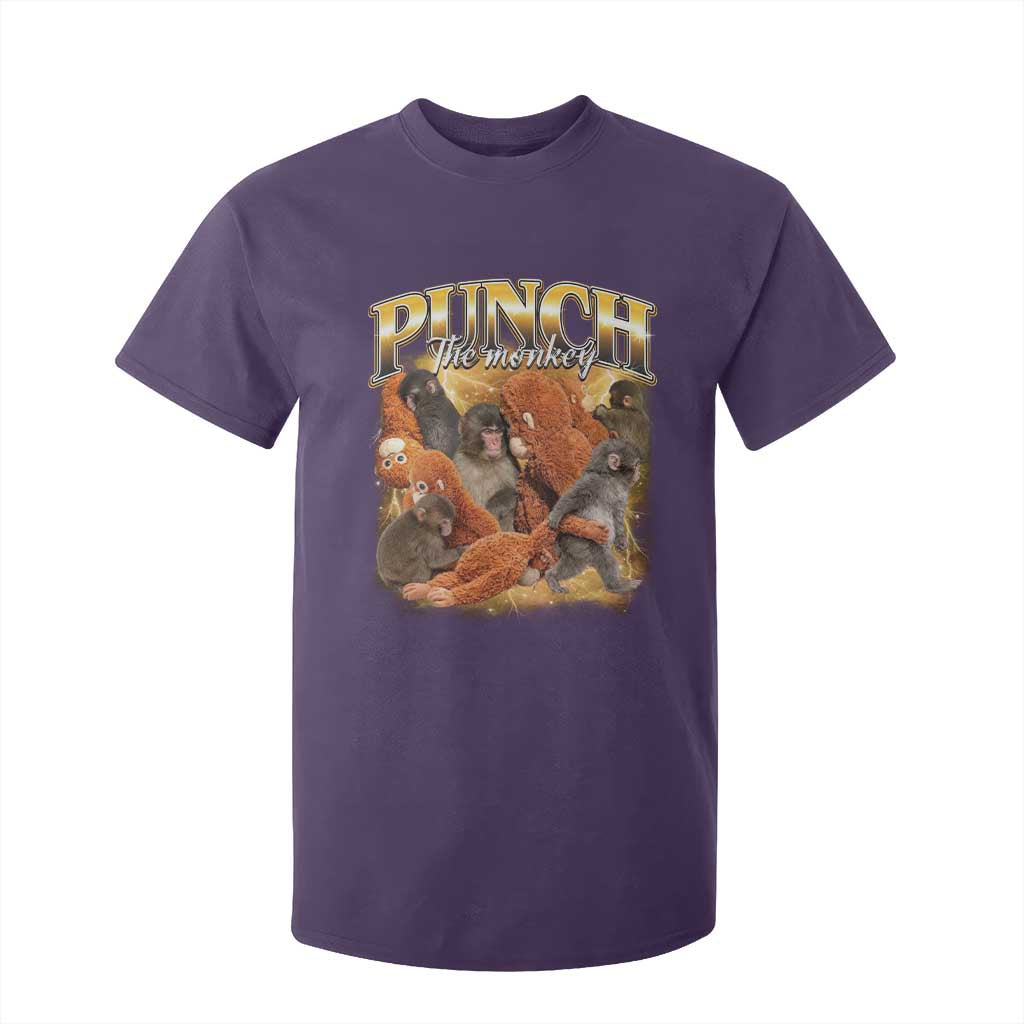 Punch The Monkey T Shirt For Kid Baby Monkey Punch Plush Hugging 90s Bootleg TS11 Purple Print Your Wear
