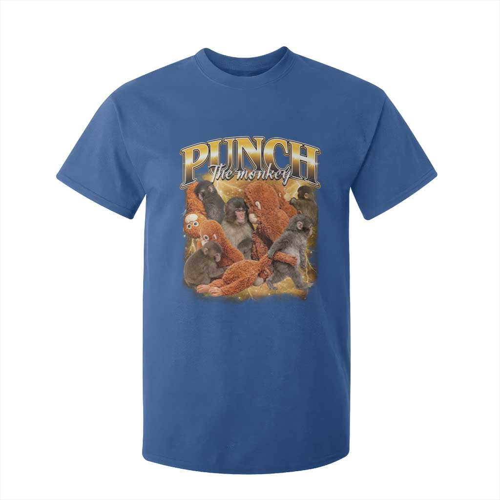 Punch The Monkey T Shirt For Kid Baby Monkey Punch Plush Hugging 90s Bootleg TS11 Royal Blue Print Your Wear